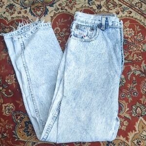 Vintage Bugle Boy Acid Light Wash Tapered Leg Mom Jeans Size 34